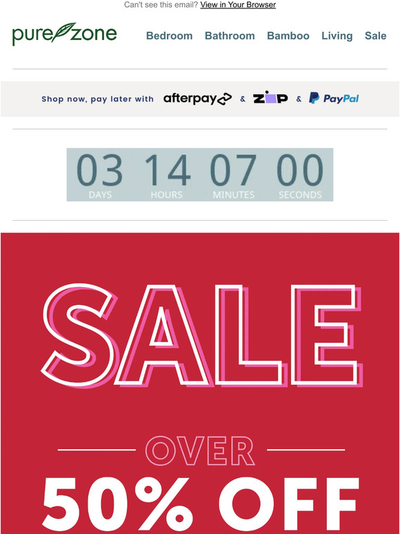 Pure Zone Save Over 50 OFF ALL Bedlinen & Towels // It's Easter Time