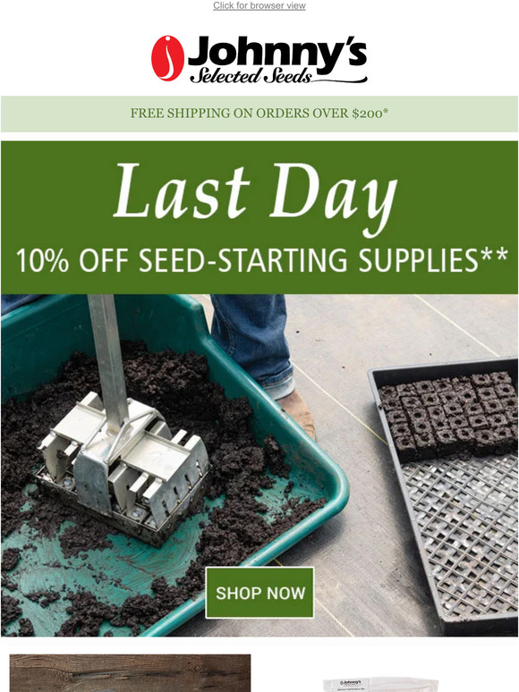 Last Day! 10% Off Select Seed-Starting Supplies