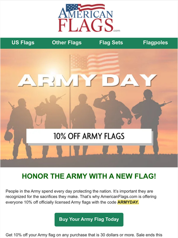 Army Day = 10% off Army flags