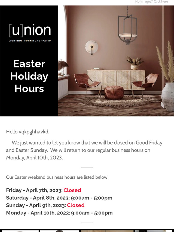 Easter Holiday Hours