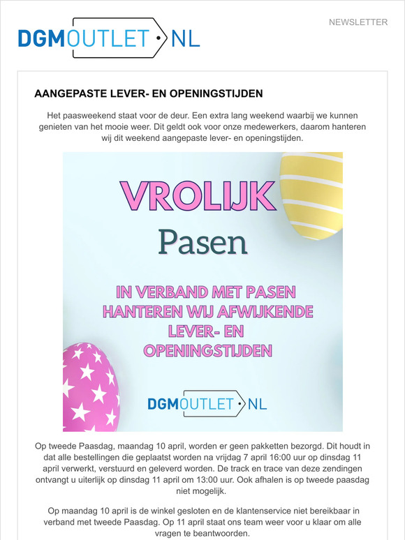 Aangepaste lever- en openingstijden