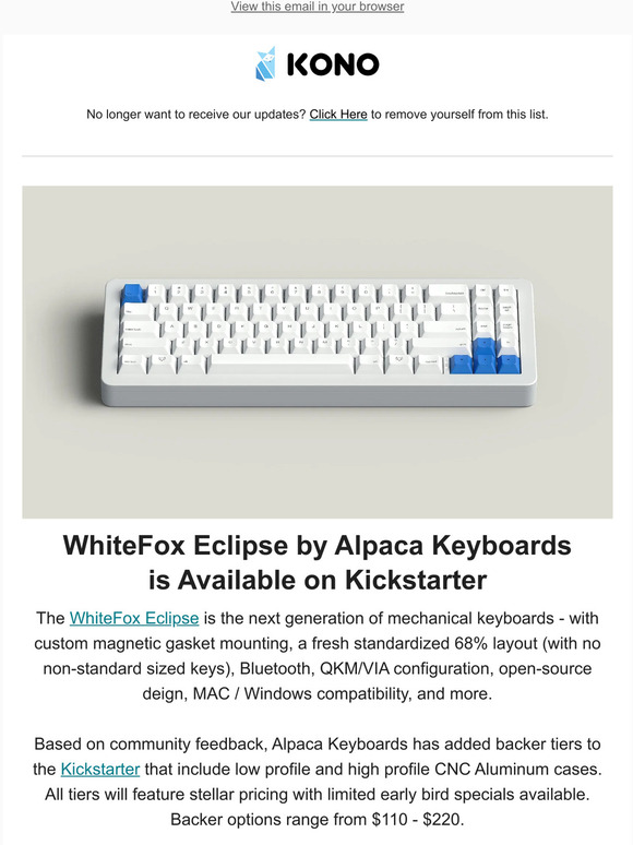The WhiteFox Eclipse Mechanical Keyboard is Available Now on Kickstarter
