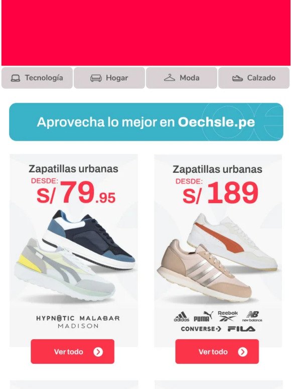 📢¡Precios IMPERDIBLES a solo un clic!🖱 Zapatillas urbanas desde S/79.95 👀👉