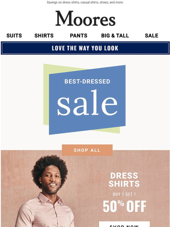 Moores Clothing CA BestDressed Sale start NOW Milled