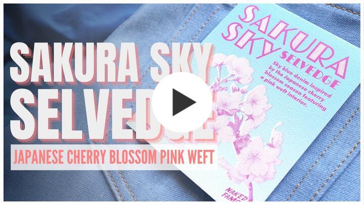 Sakura Sky Selvedge - Japanese Cherry Blossom Pink Weft