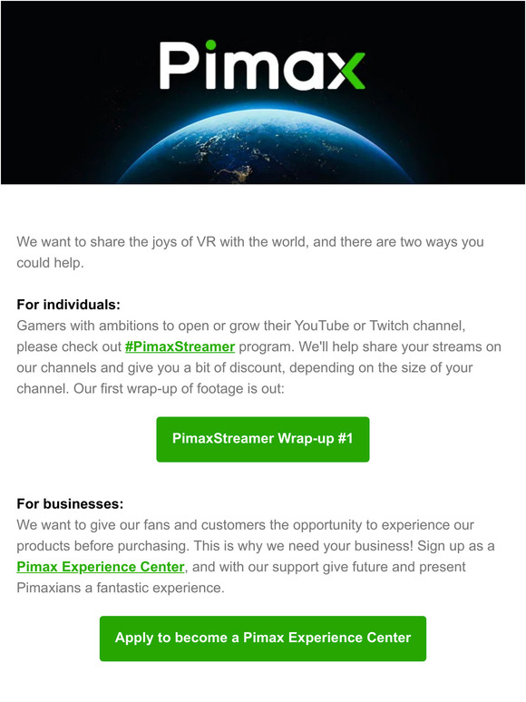 Pimax Technology (Shanghai) CO., LTD Streamers & Stores Help share