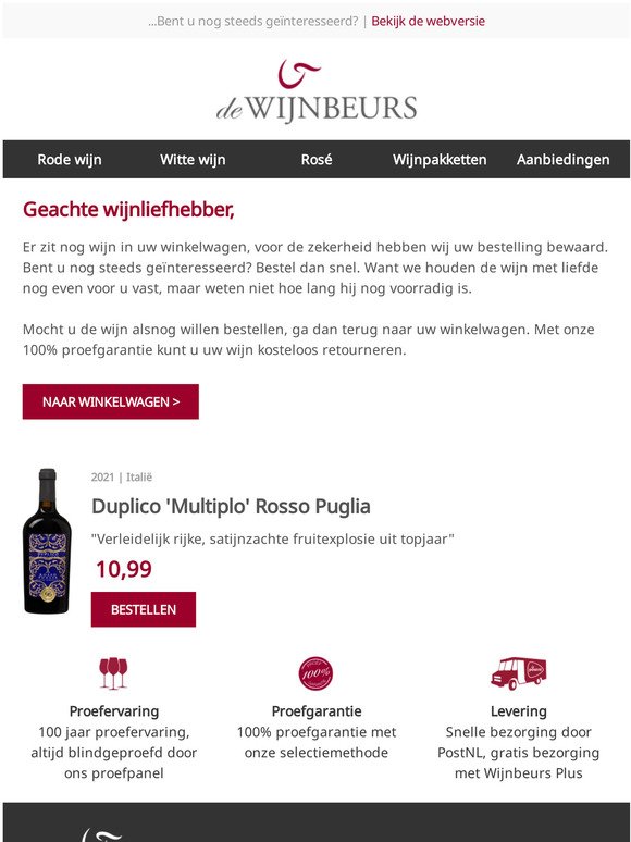 Wijnliefhebber, de Duplico 'Multiplo' Rosso Puglia ligt nog in uw winkelwagen...