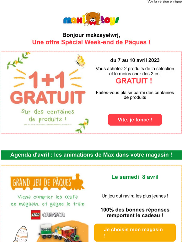 1+1 GRATUIT  en exclu ce week-end