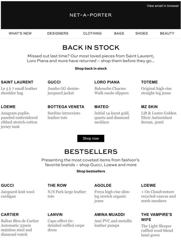 netaporter AU These soldout items are back in stock Milled