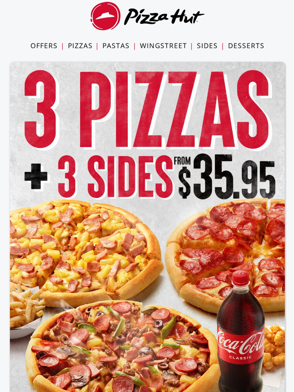 Pizza Hut: Get a Good Friday feast with our 3 pizzas + 3 sides deal ...