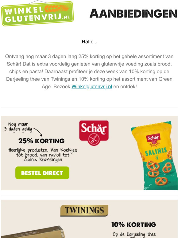 Nieuwe aanbiedingen bij Winkelglutenvrij.nl!