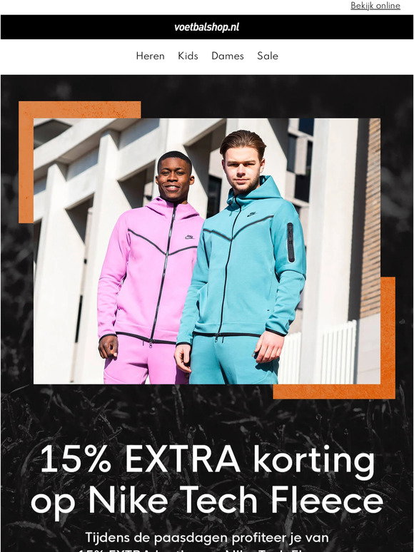 Voetbalshop: Paasdeal! 15% EXTRA korting op Nike Tech Fleece met code ...