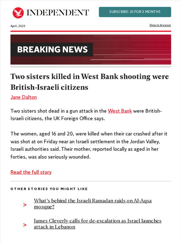 The Independent: Two sisters killed in West Bank shooting were British ...