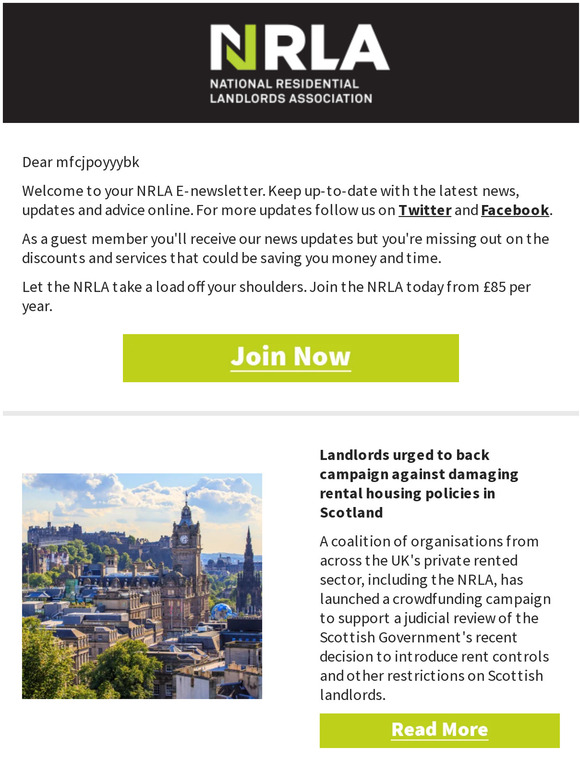 NRLA E News Campaign against Scotland's rental housing policies