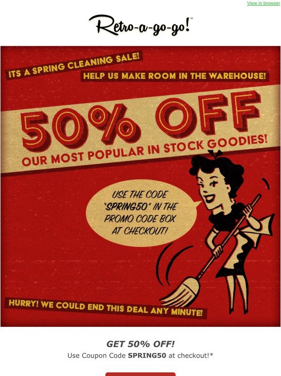 50% OFF STARTS NOW!