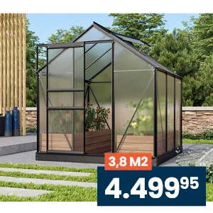 Vitavia Venus 3800 drivhus i sort med 4 mm polycarbonat