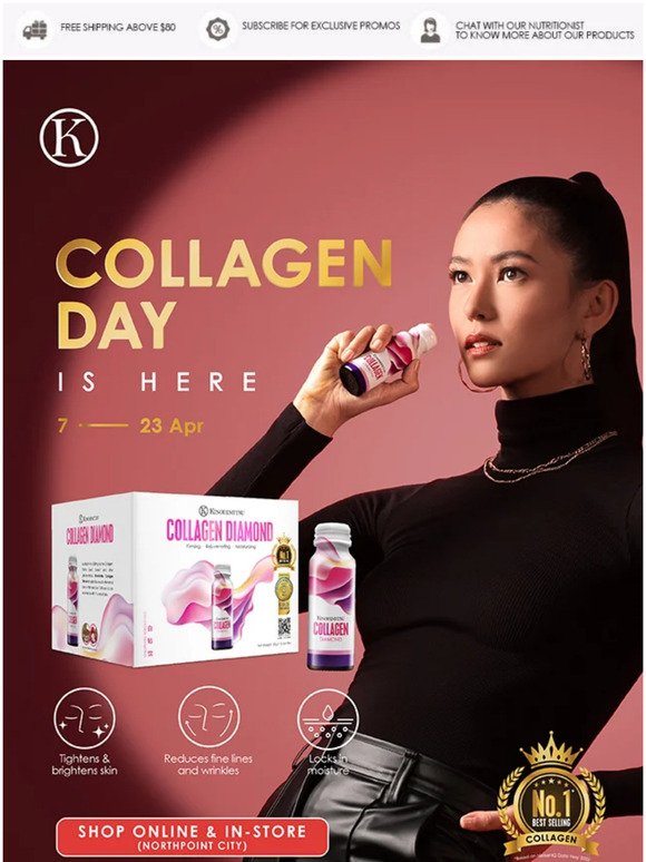 🥰 Collagen Day Is Here! Kinohimitsu is named the No. 1 Best-Selling Collagen in Singapore and Malaysia!