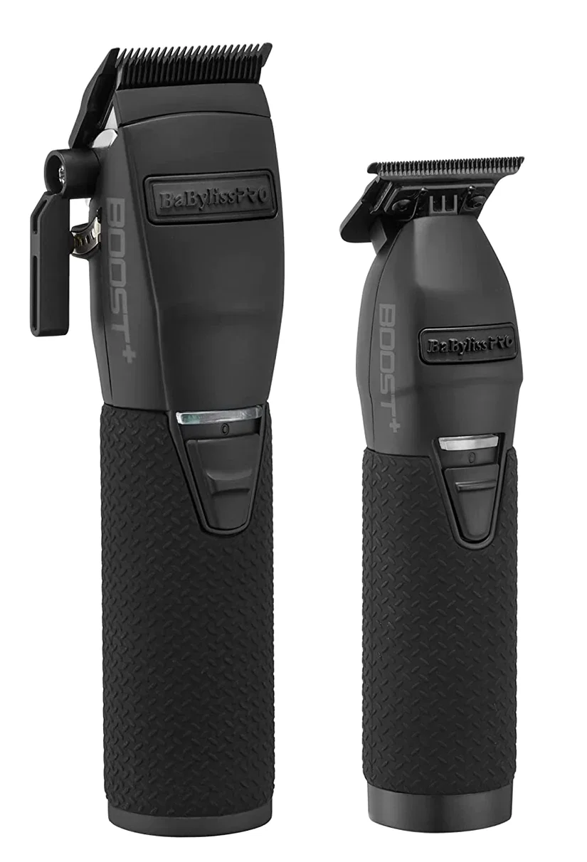 BaBylissPRO Matte Black Boost+ Clipper & Trimmer Set with No Slip Clipper Grip