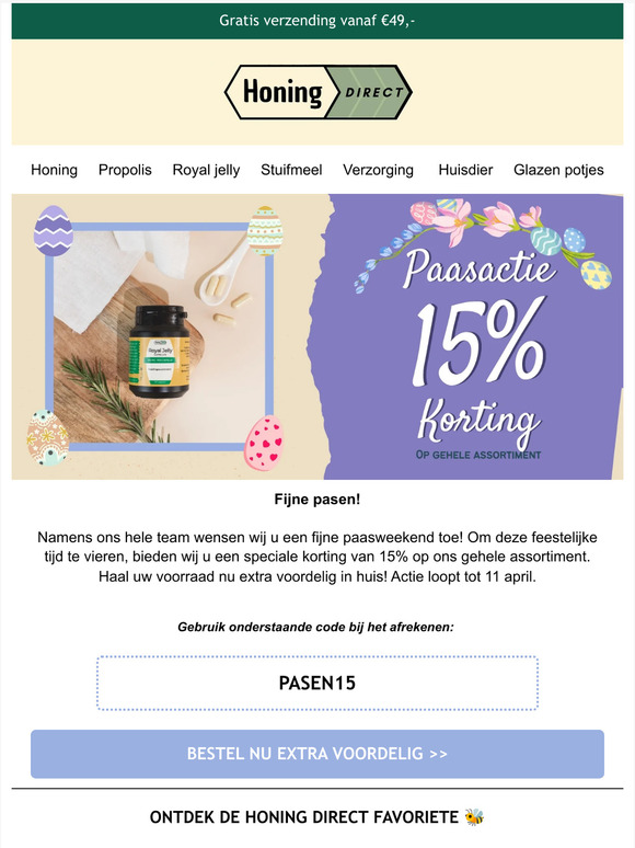 🐣 Paasactie: 15% extra korting!