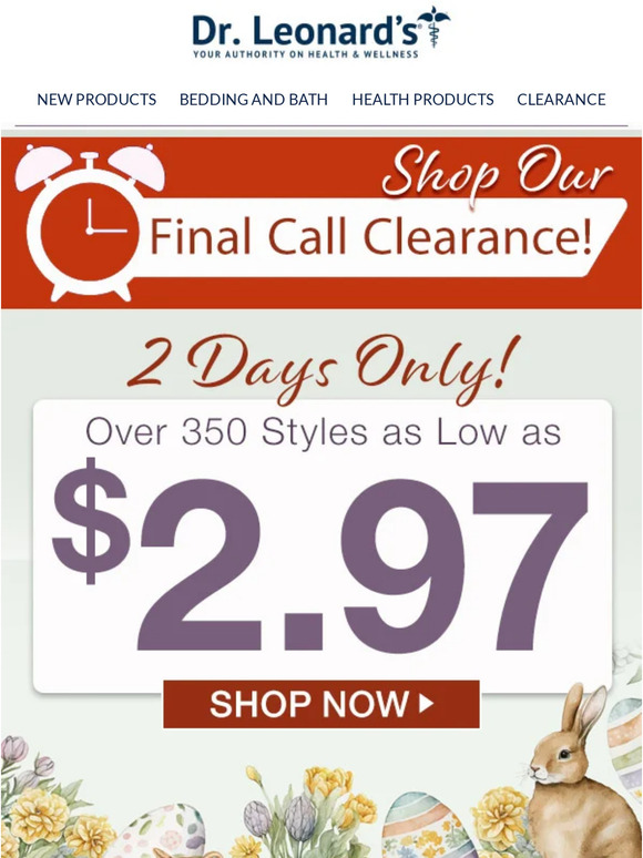 Dr. Leonard's: FINAL CALL Clearance Sale! Up to 80% off 100s of