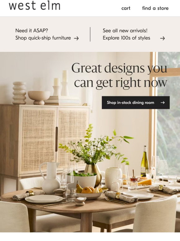 West Elm: Now serving: In-stock designs for the dining room | Milled