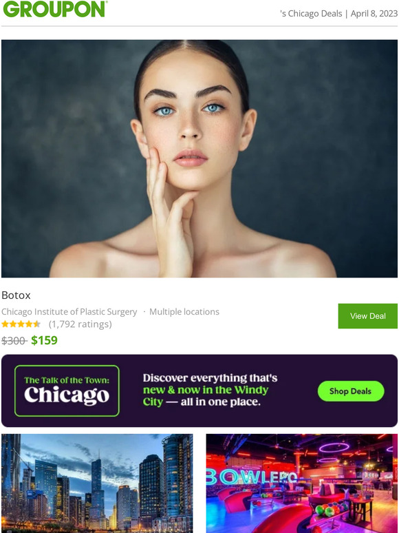 Groupon Botox, Chicago Architecture Boat Tour, Two Hours of Bowling