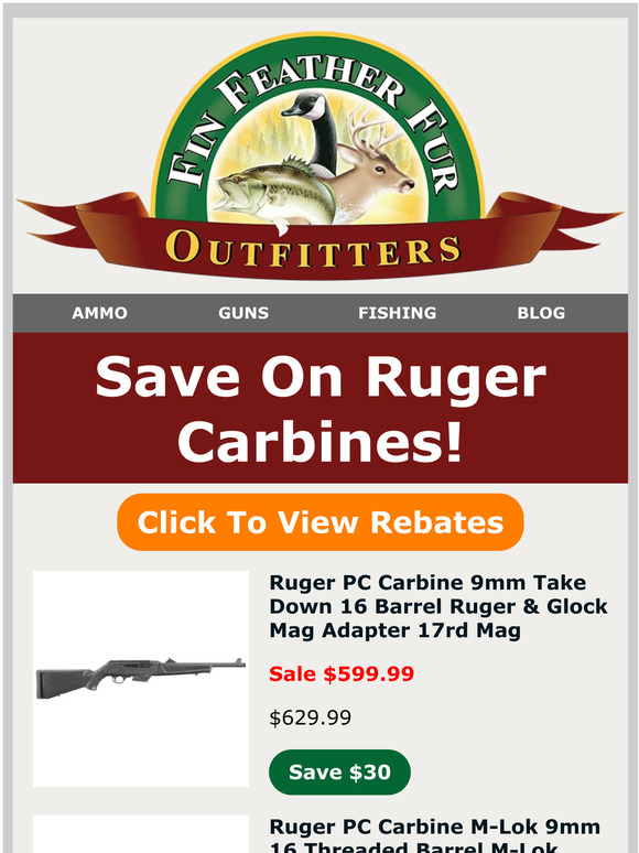 Fin Feather Fur Outfitters Save On Ruger Carbines! Milled