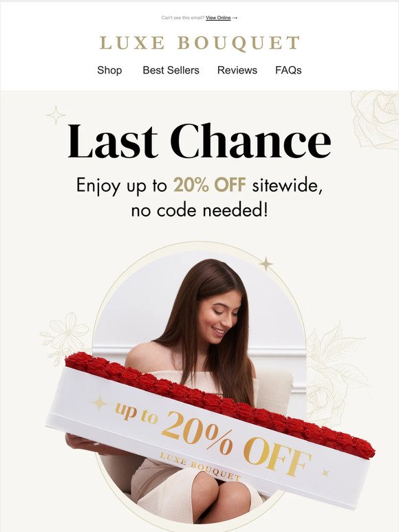 Hurry! 20% OFF Sitewide Ends Soon!