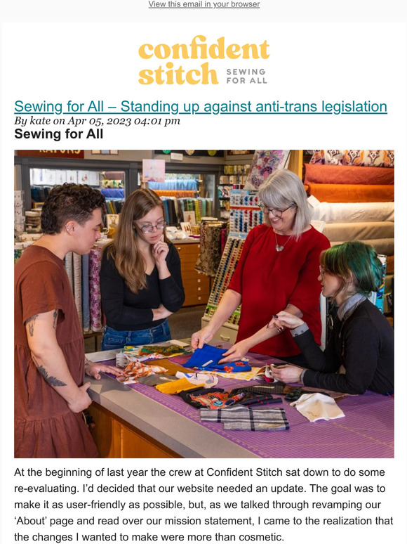 Sewing for All – Standing up against anti-trans legislation