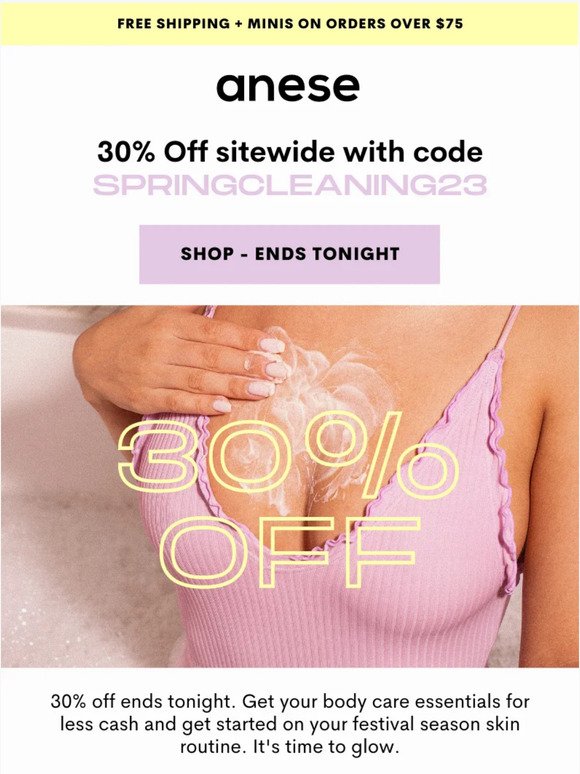 30% off ends tonight