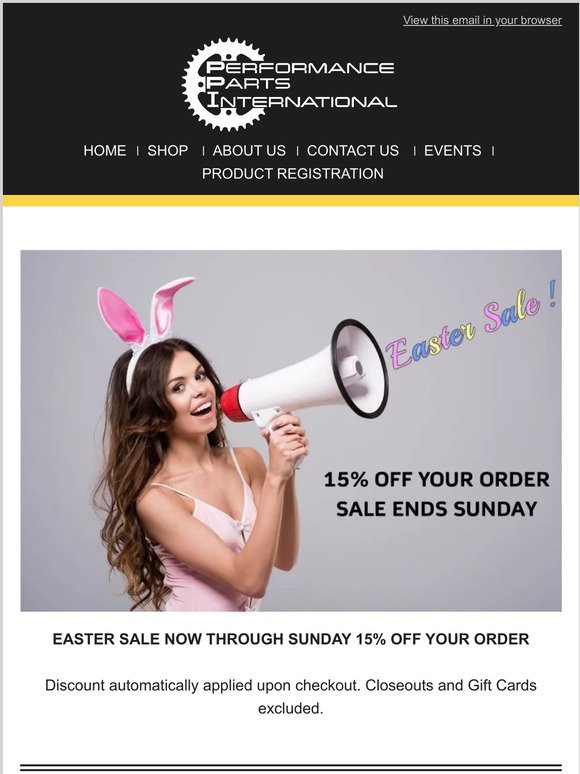 HAPPY EASTER! 15% OFF YOUR ORDER ENDS TONIGHT