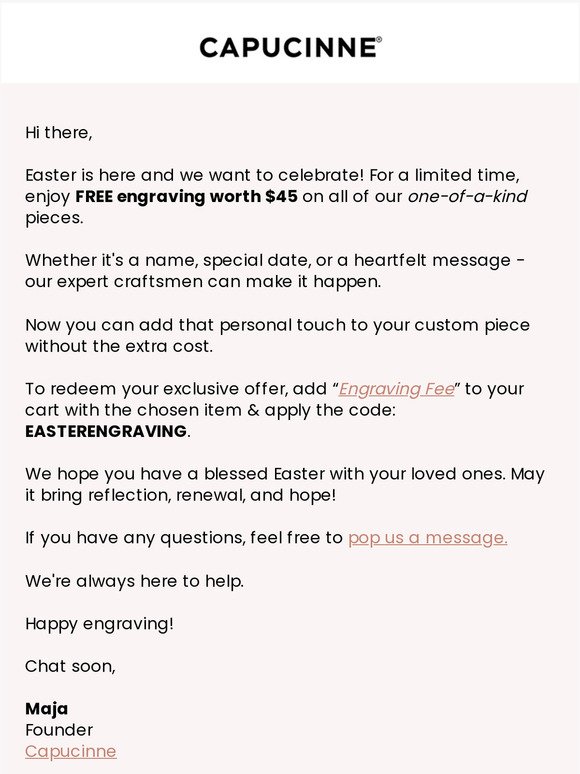 An Easter-Exclusive: FREE engraving