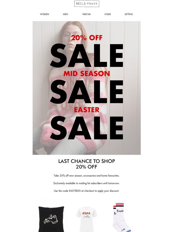 Last chance to shop 20% off.