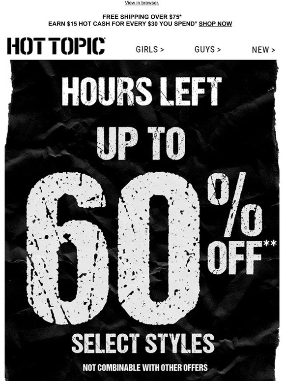 Hot Topic: This. Is. It. Up to 60% Off ends in hours. | Milled