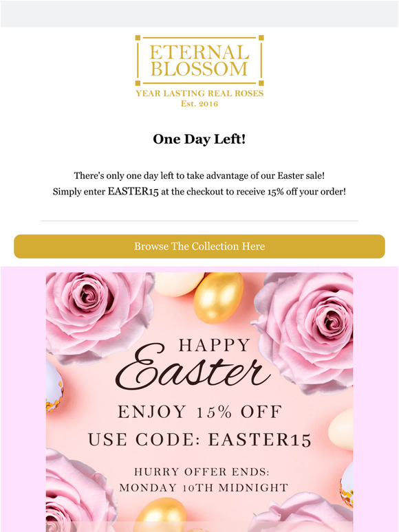 Reminder - Our Easter Sale Only Has One Day Left