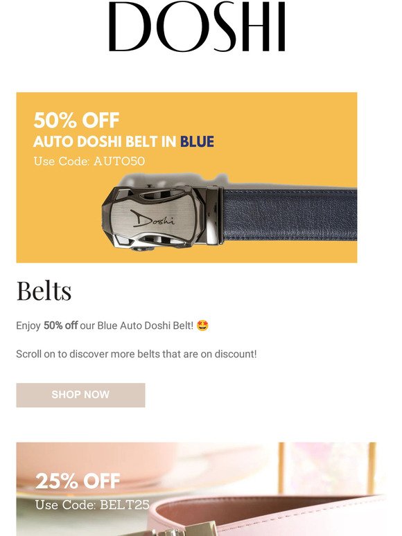 UP TO 50% OFF BELTS! 🤩