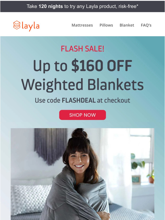 Layla Sleep Get 130 to 160 OFF Weighted Blankets Limited Time Milled