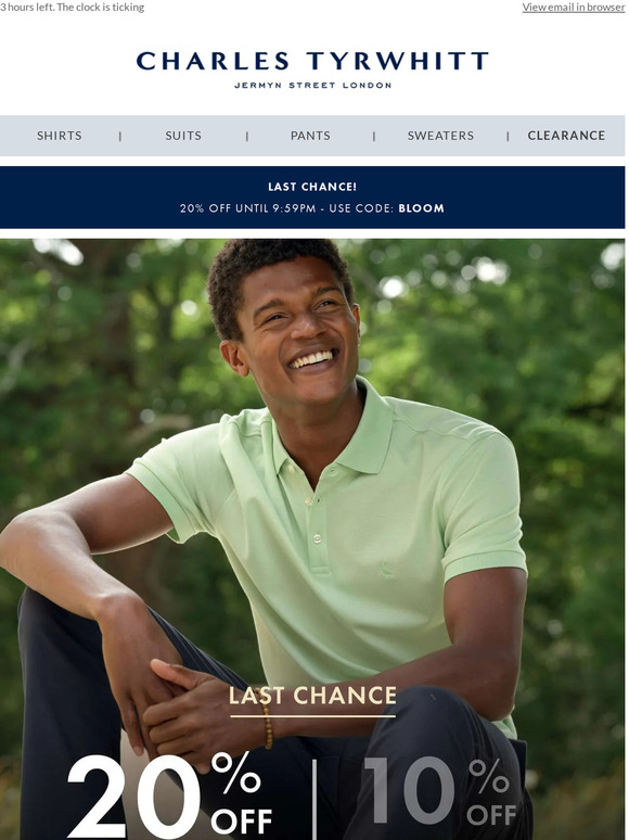 Charles Tyrwhitt XBR: 20% OFF ends soon... | Milled