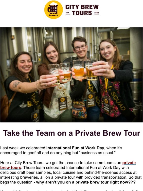 Celebrating International Fun at Work Day With City Brew Tours
