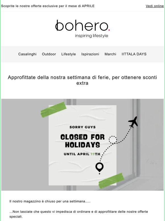 Scoprite le nostre offerte esclusive per il mese di APRILE