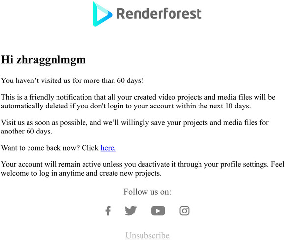 Automatic Removal of Your Old Project Files from Renderforest