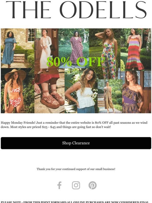 80% OFF ALL PAST SEASONS