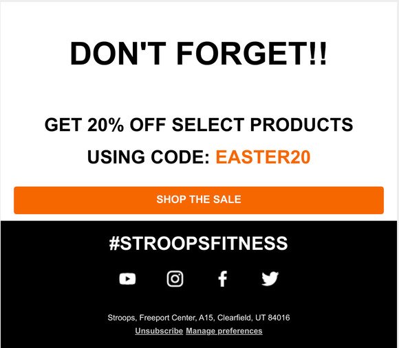 Hey! Stroops Easter Sale Ends Today Get 20% Off Select Products!