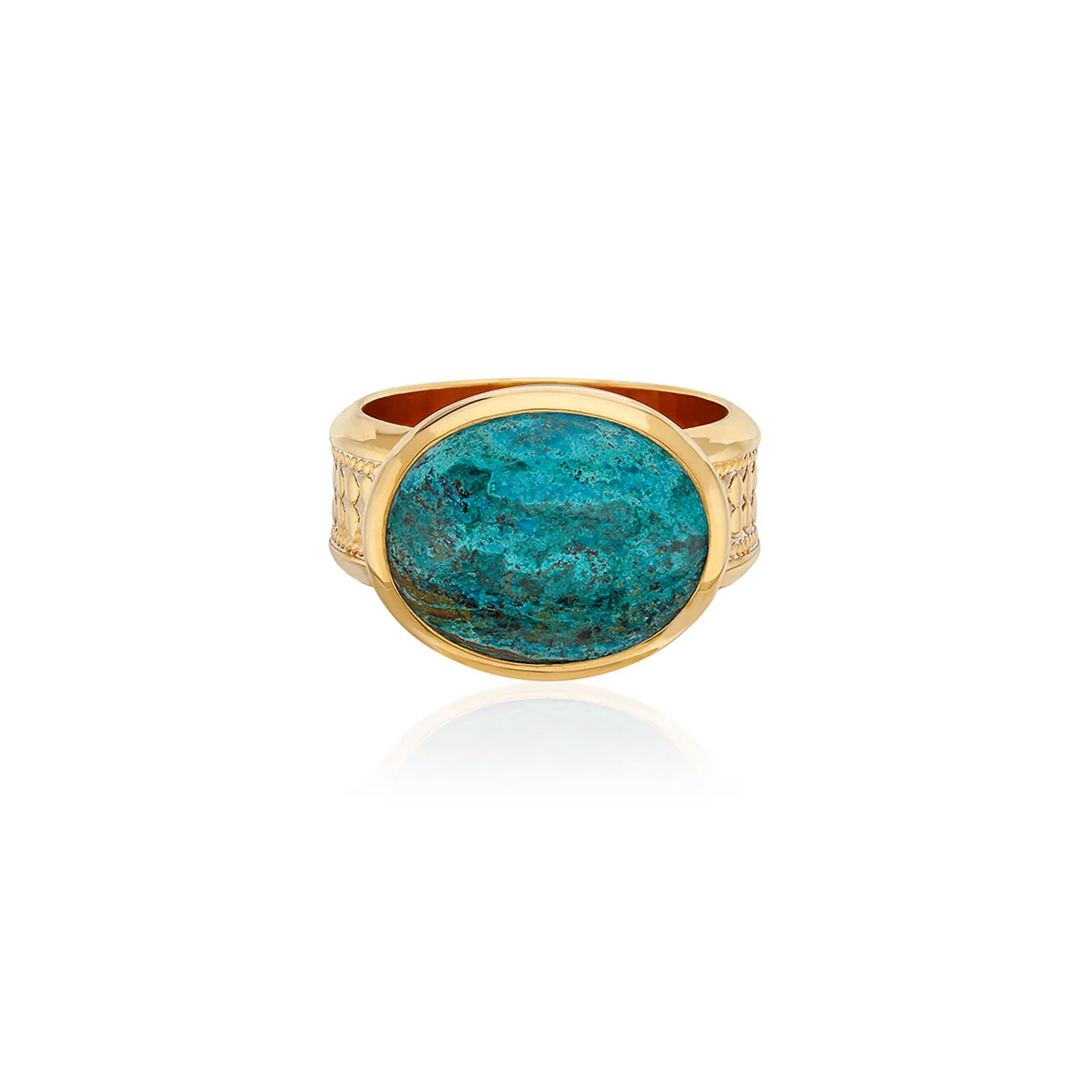 Image of Large Malachite Chrysocolla Ring - Gold