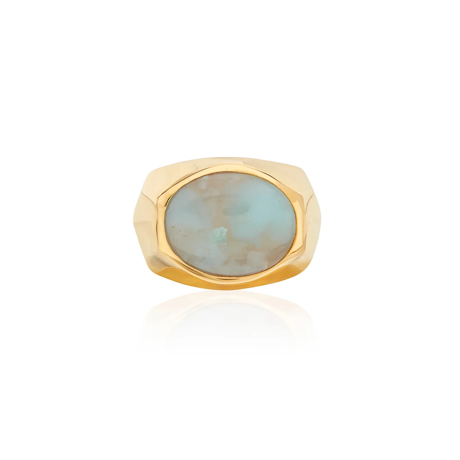 Image of Large Oval Aquaprase Signet Ring