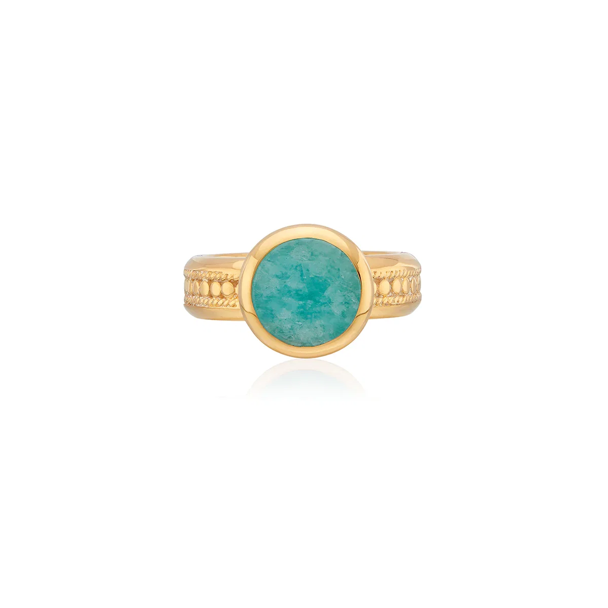 Image of Amazonite Circle Cocktail Ring - Gold