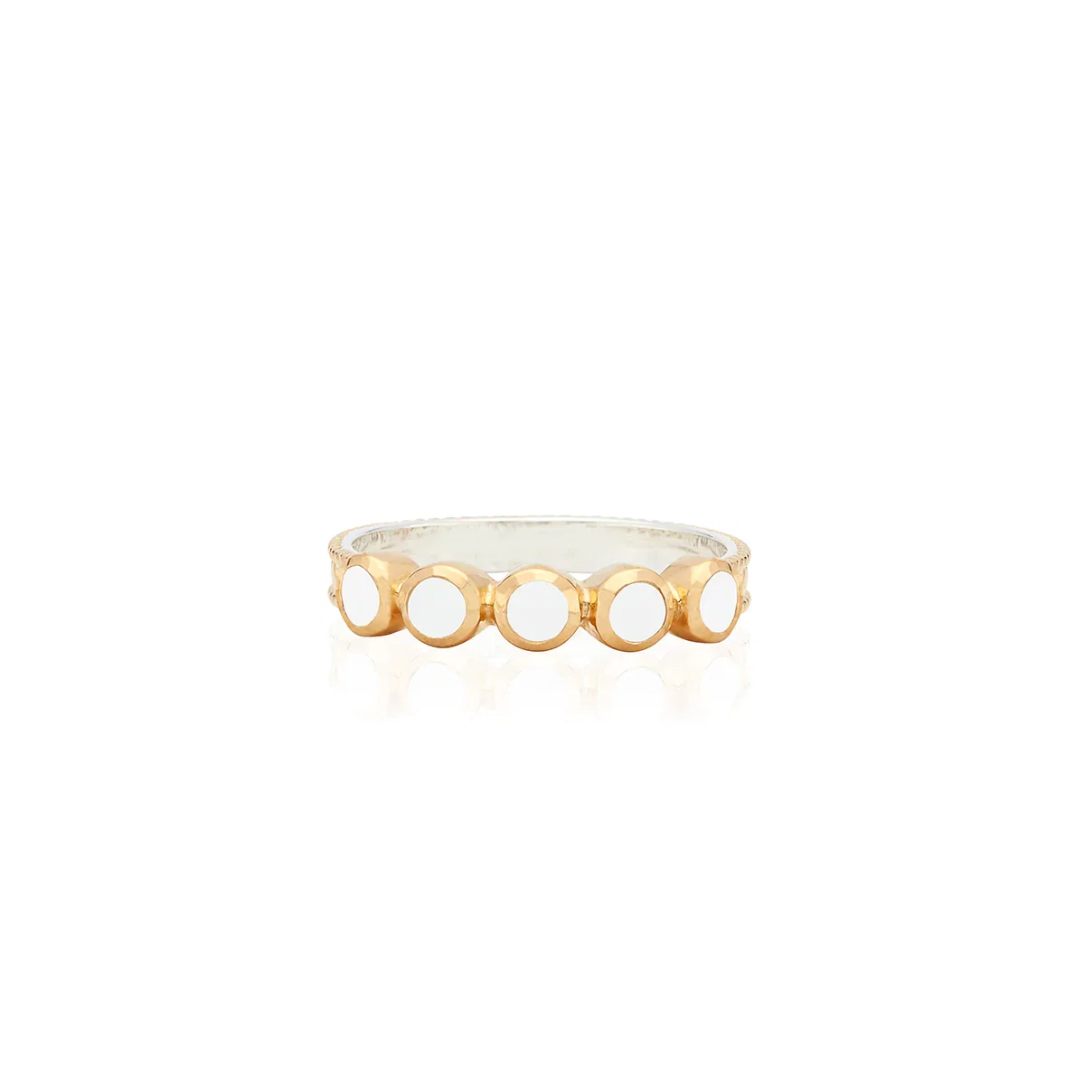 Image of White Agate Multi Stone Ring - Gold