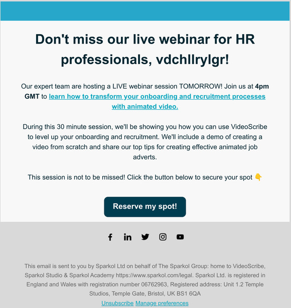[YOU'RE INVITED] Join us at our live webinar tomorrow, —!