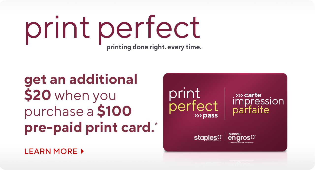 Staples Canada Print Perfect! Find out how to get an extra 20 Milled