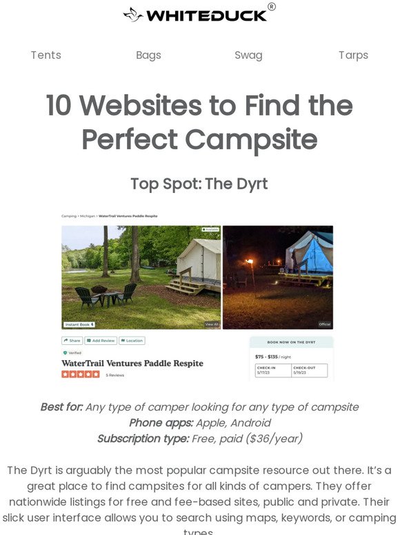 10 websites to help you find the perfect campsite
